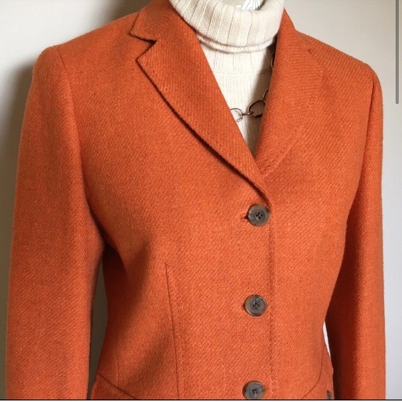 Lands' End Jackets & Blazers - Lands' End Ladies Wool Blazer Pumpkin Orange Size 6